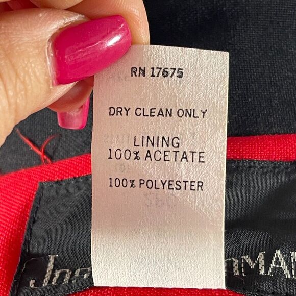 VTG 80s Joseph Feldman Red Blazer 12 M Lined One-Button Office Shoulder Pads USA - Picture 8 of 9